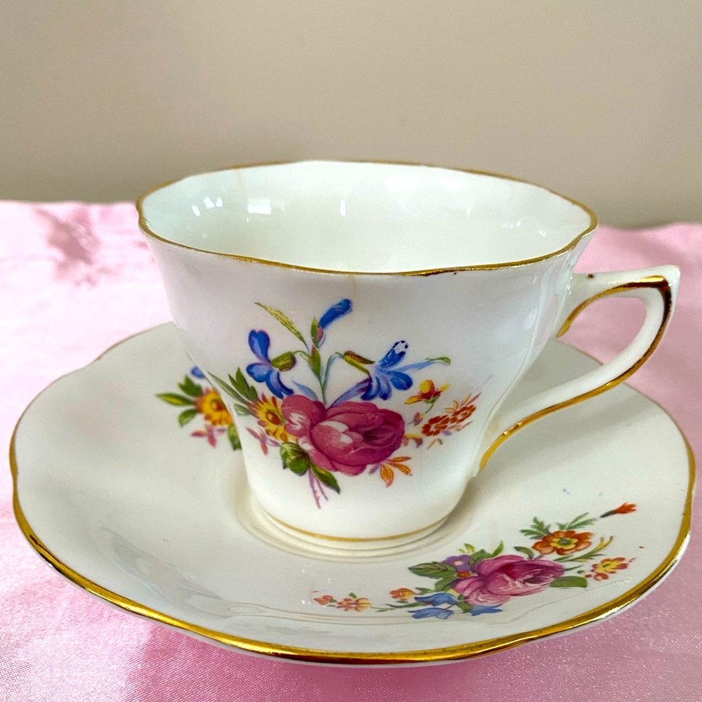 VTG CLARE BONE CHINA TEACUP AND SAUCER